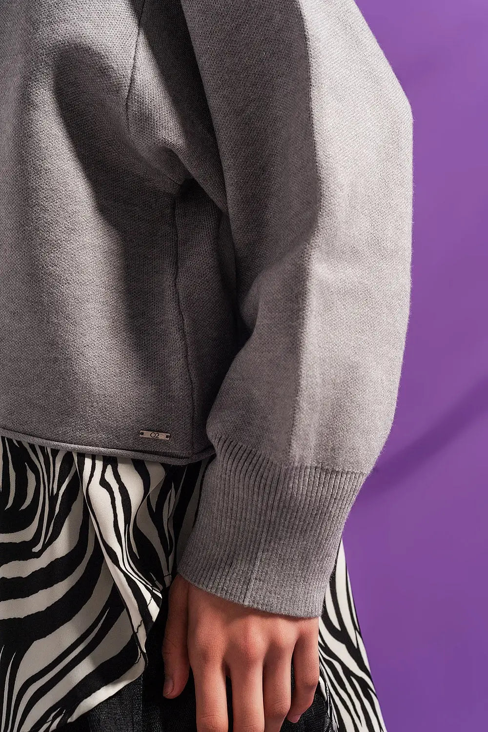 Batwing cropped jumper in grey - GRAY / ONE - Sweaters