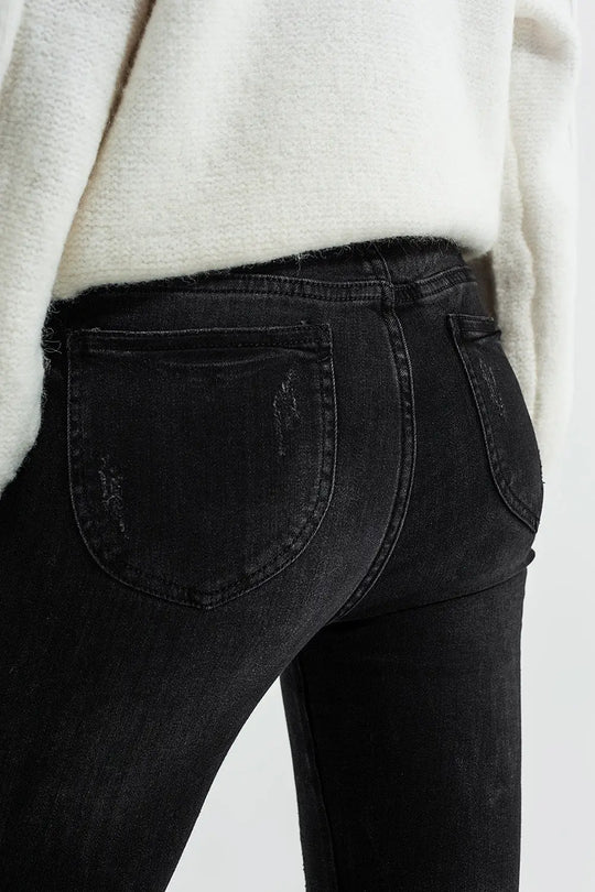 Skinny jeans with ankle zip in black wash - Colored Jeans