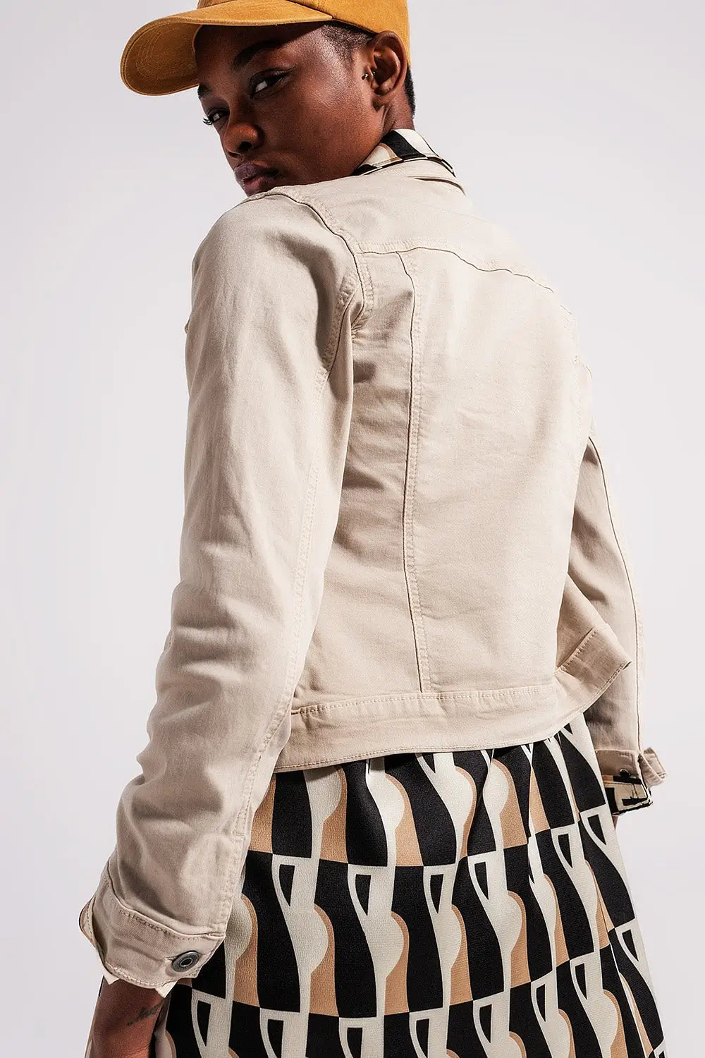 Slim denim trucker jacket in beige - Jackets
