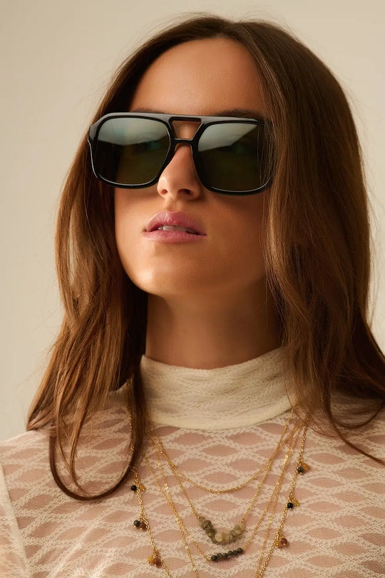 70´s Aviator Sunglasses In Black - One Size / Black