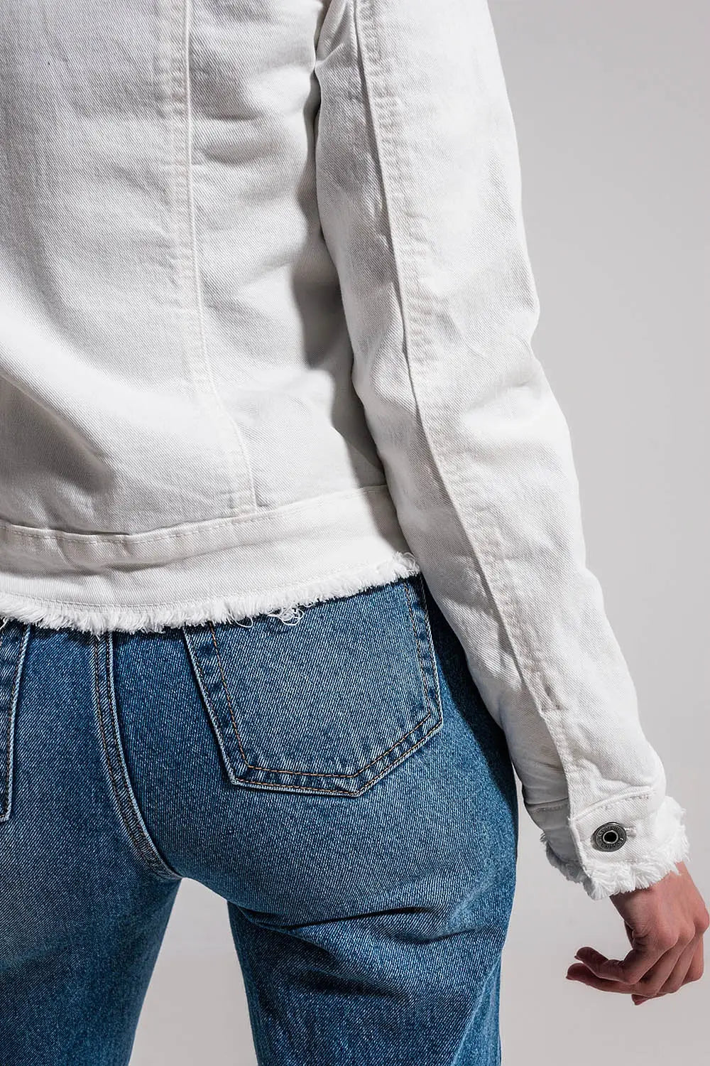 Raw edge denim jacket in white - Jackets
