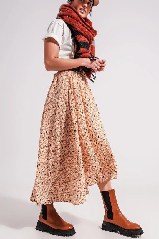 90s Midi skirt in geo print - Skirts