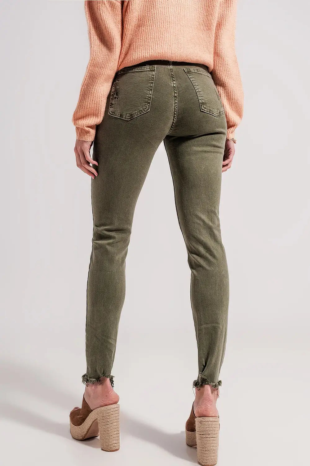 Ripped skinny jean in green - Colored Jeans