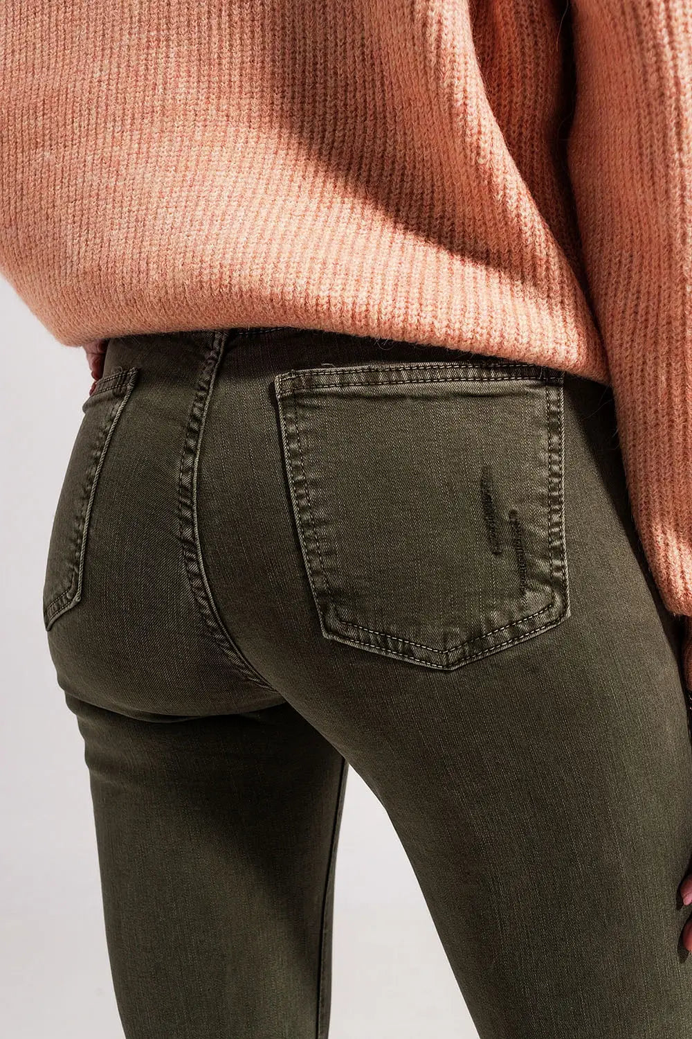 Ripped skinny jean in green - Colored Jeans