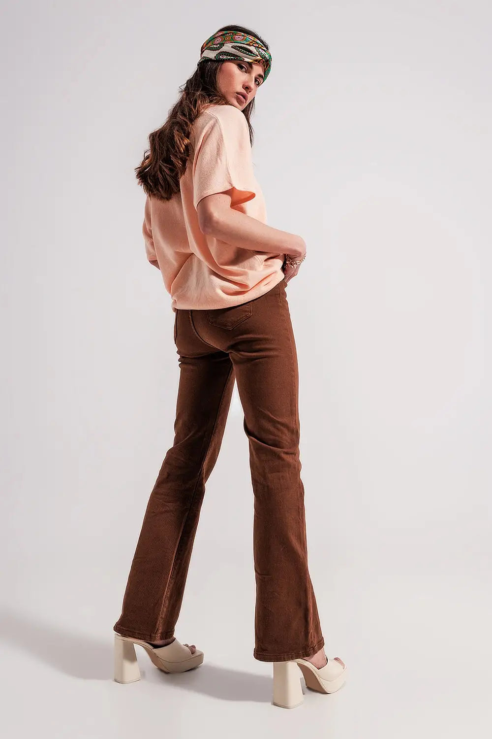 Chocolate flared jeans - Colored Jeans