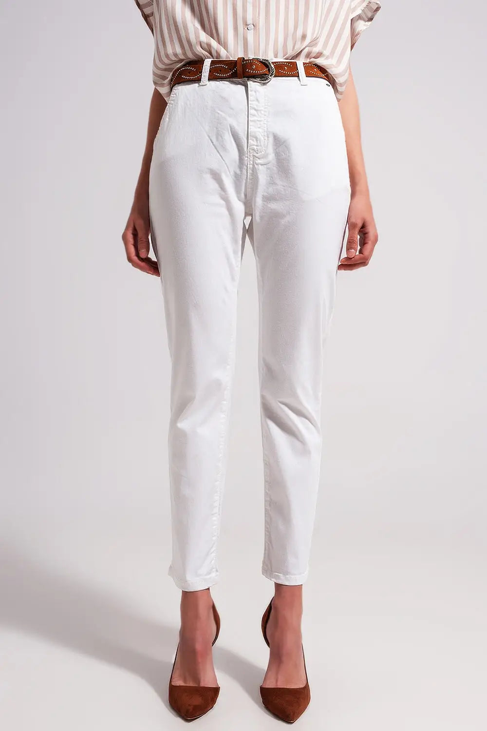 Cotton blend pants in white - Colored Jeans