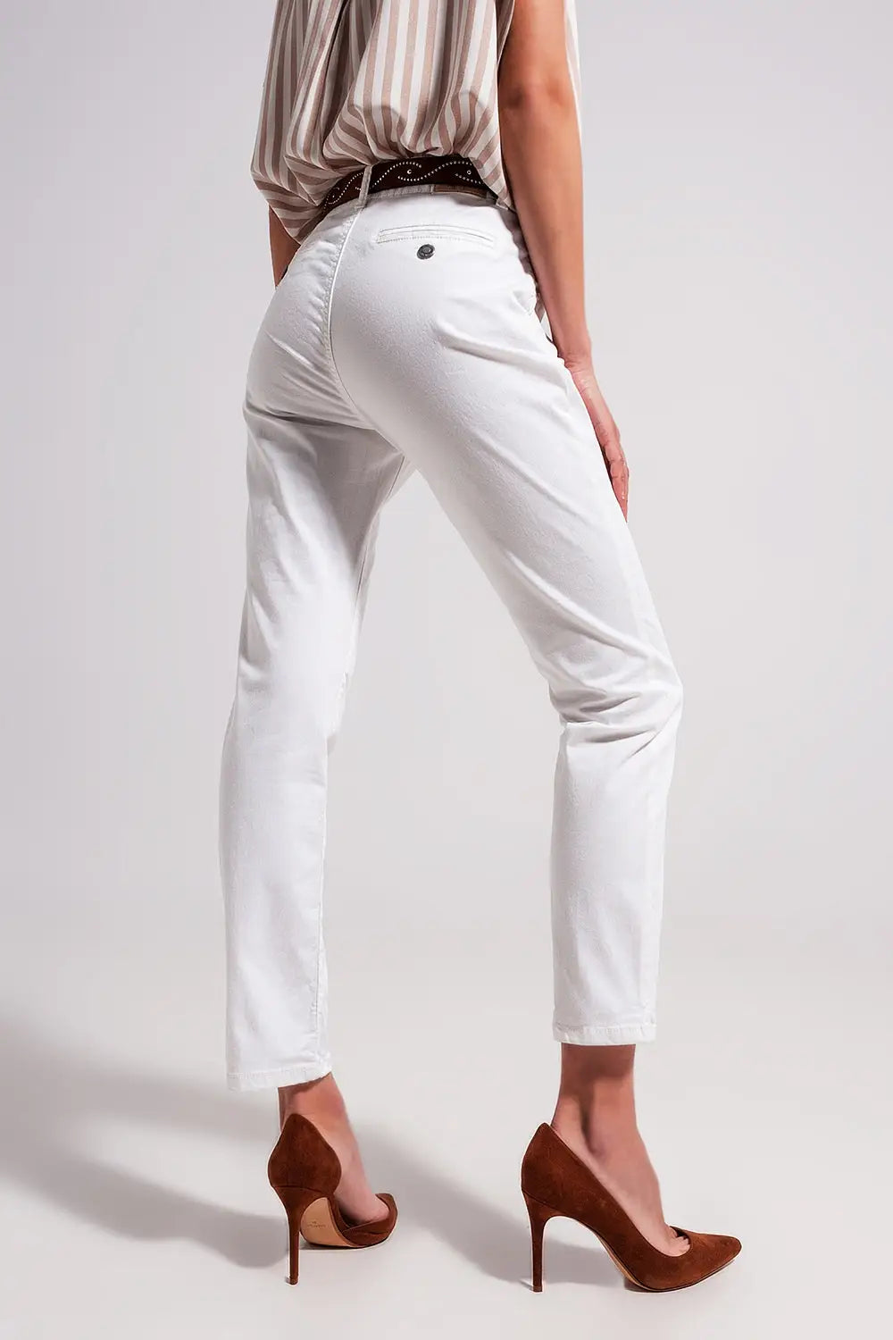 Cotton blend pants in white - Colored Jeans