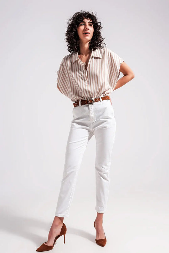 Cotton blend pants in white - Colored Jeans