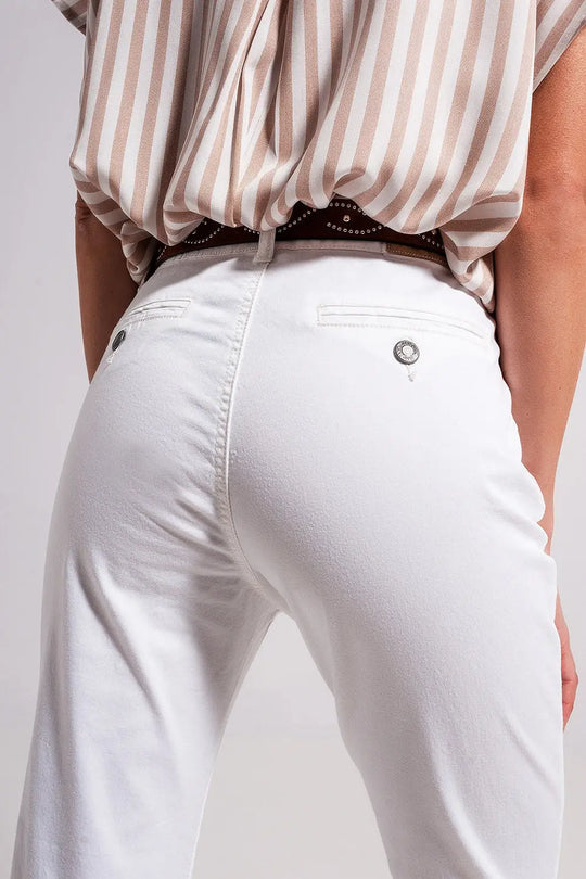 Cotton blend pants in white - Colored Jeans