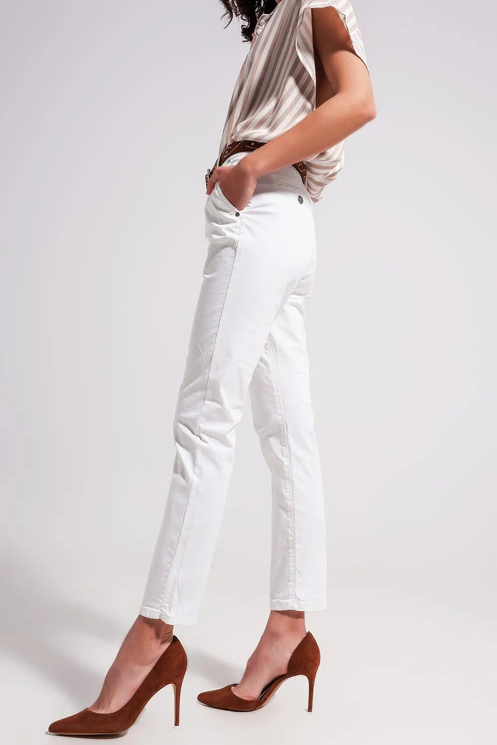 Cotton blend pants in white - Colored Jeans