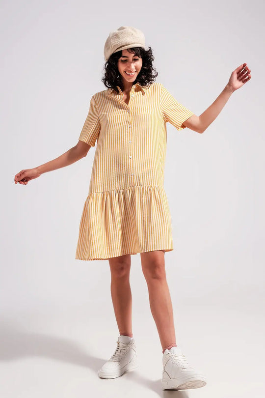 Stripe print mini dress in yellow - Dresses