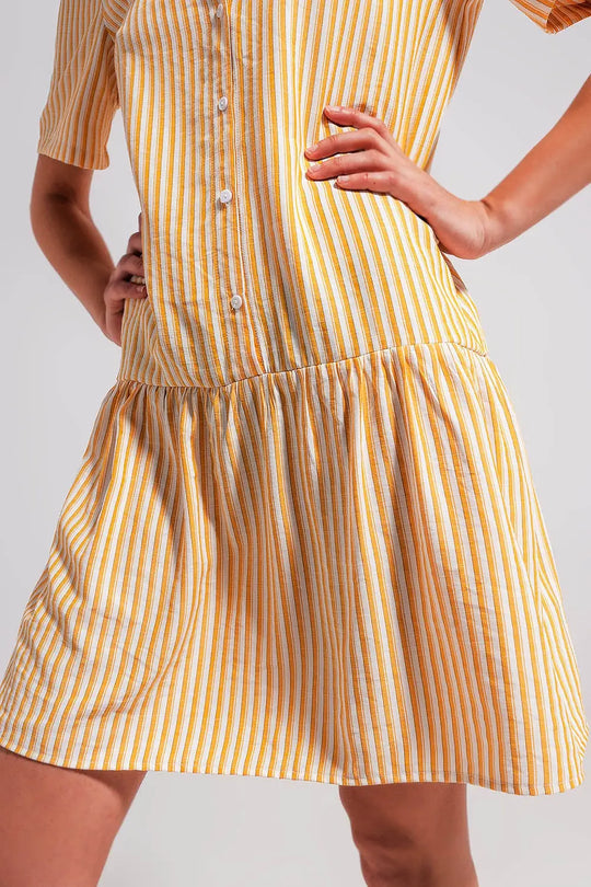 Stripe print mini dress in yellow - Dresses