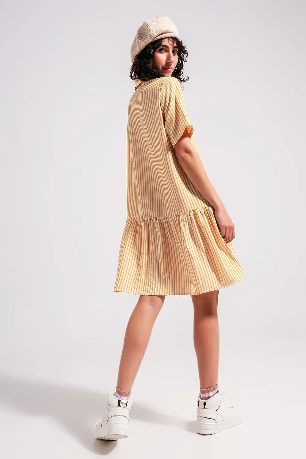 Stripe print mini dress in yellow - Dresses