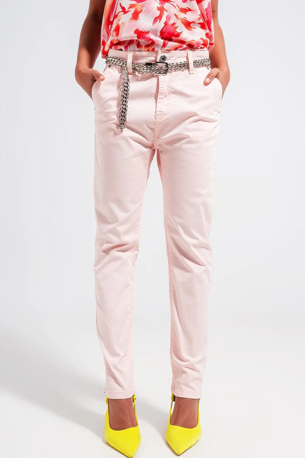Cotton blend pants in pink - Colored Jeans