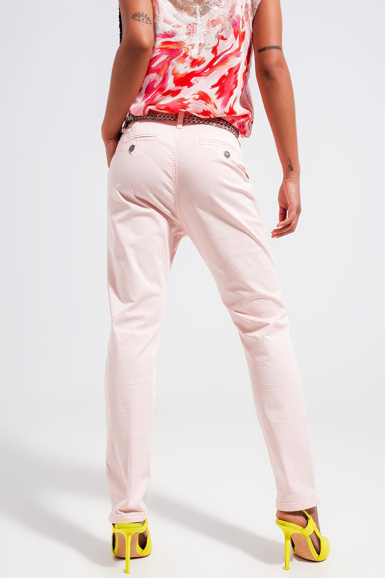 Cotton blend pants in pink