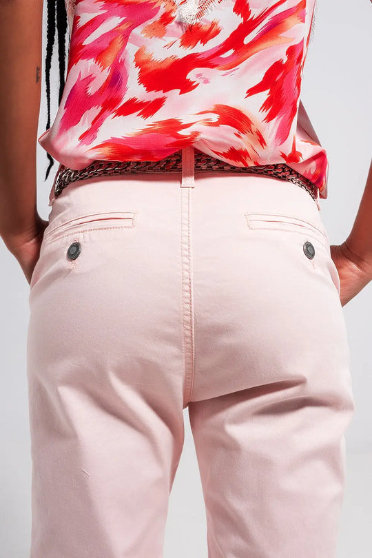 Cotton blend pants in pink - Colored Jeans