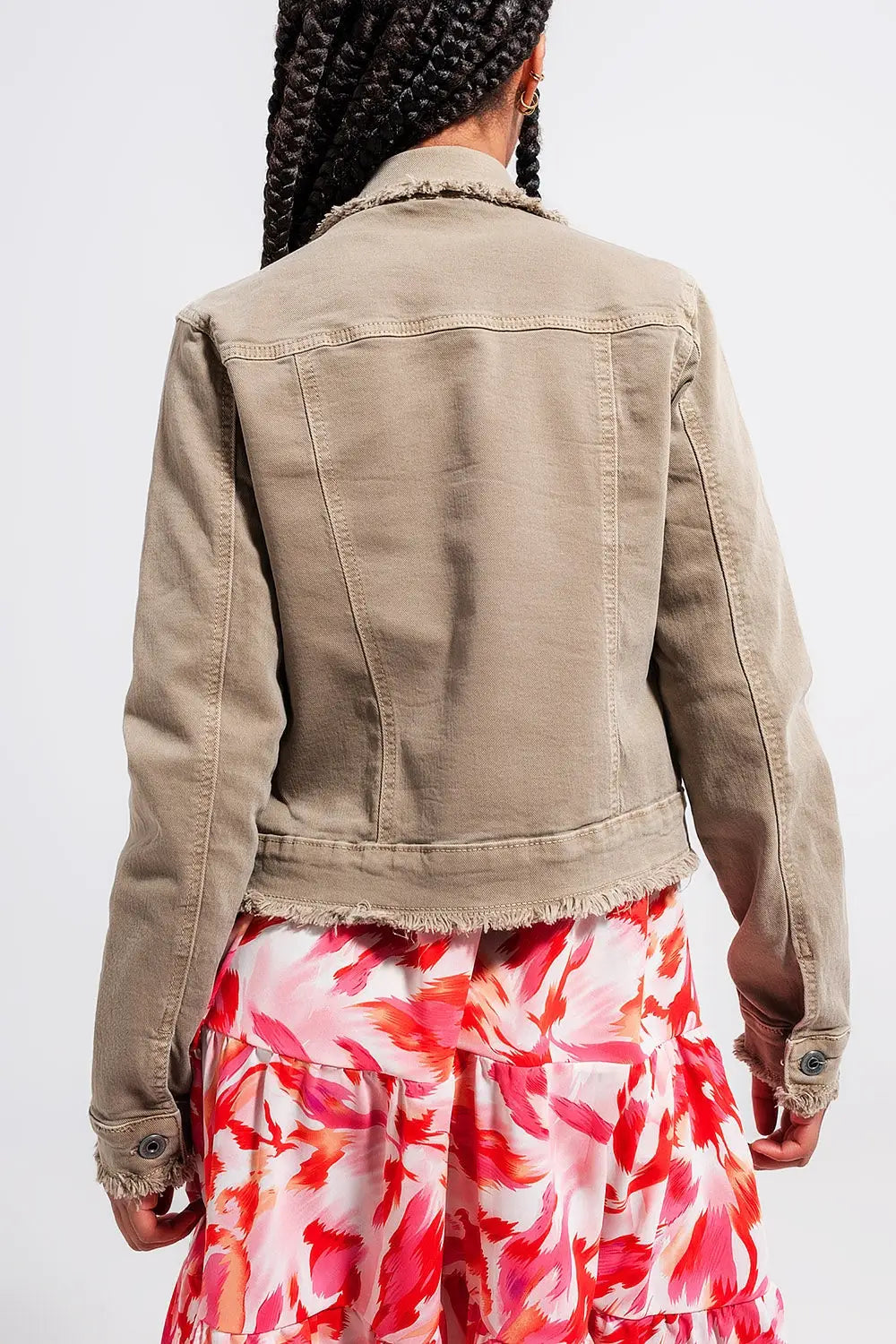 Raw edge denim jacket in gray - Jackets
