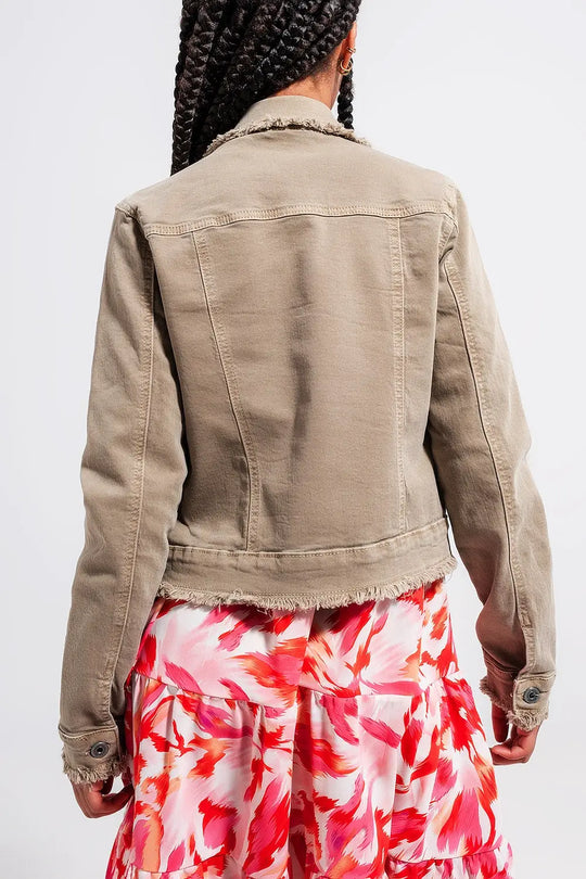 Raw edge denim jacket in gray - Jackets