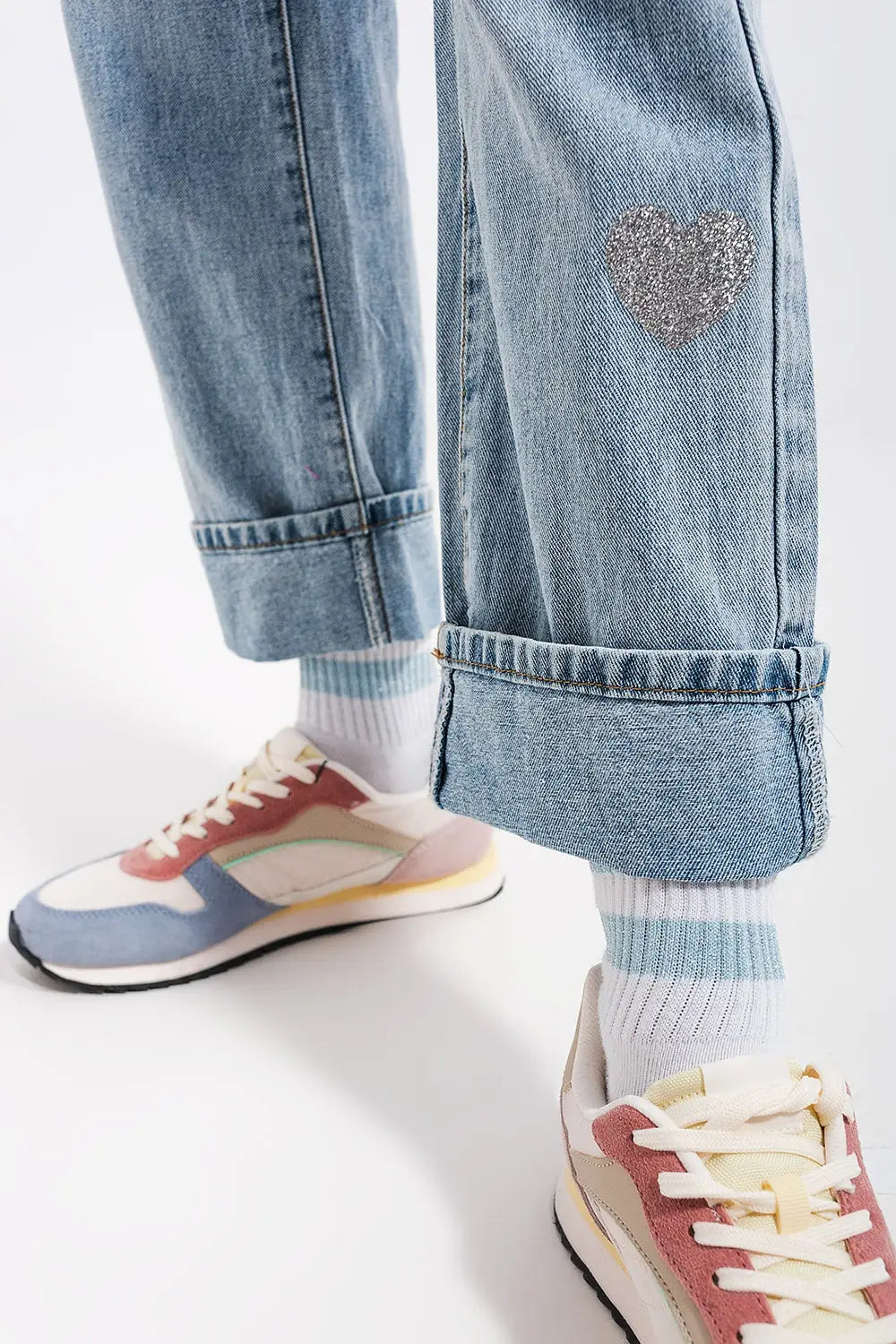 90s jean in heart print