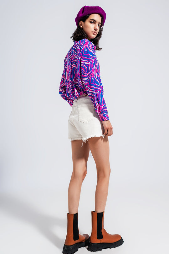 Fluid shirt in bright abstract purple