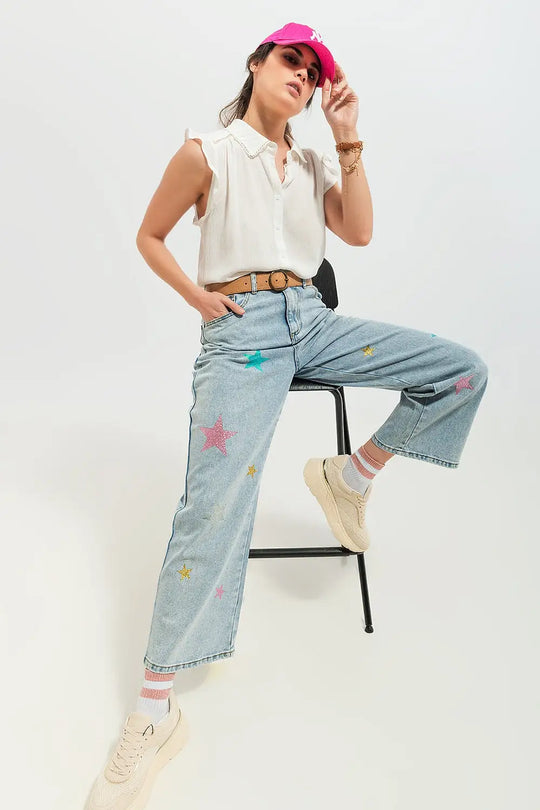 Jeans with star print