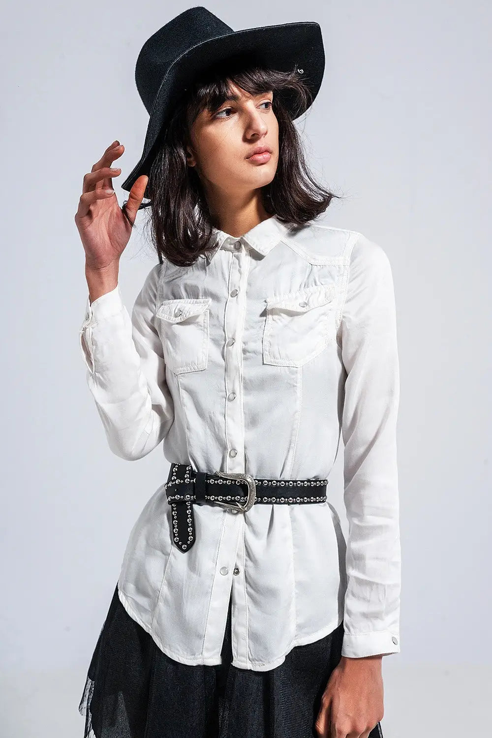 Slim denim shirt in white - Shirts