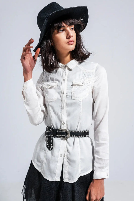 Slim denim shirt in white - Shirts