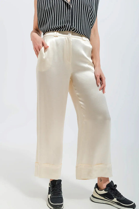 Satin wide leg suit Pants in cream - Pants