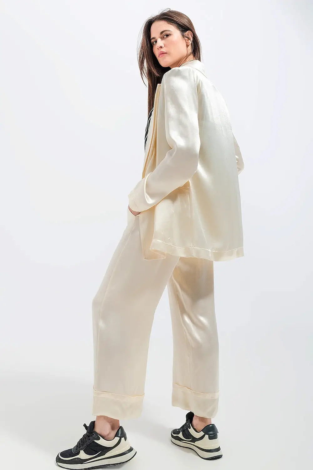 Satin blazer in cream - Jackets