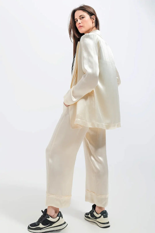 Satin blazer in cream - Jackets