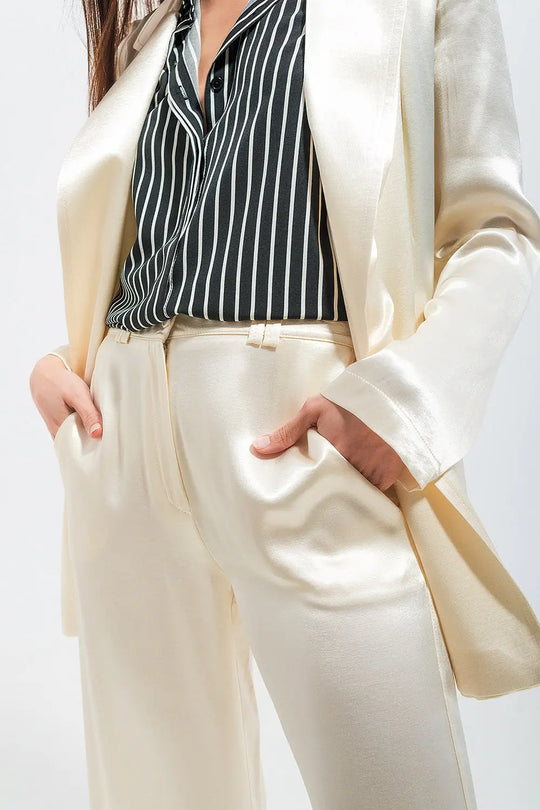 Satin blazer in cream - Jackets