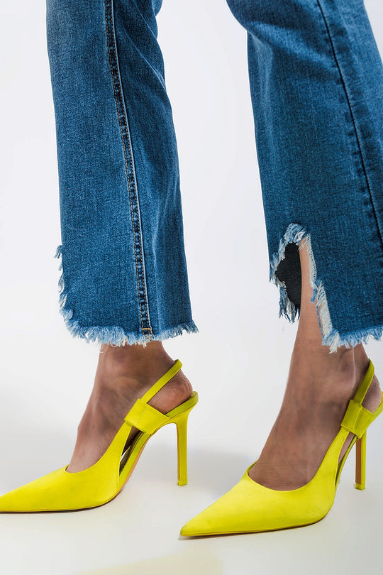 Cropped kickflare jeans in mid wash