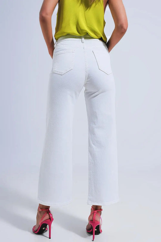Wide leg jeans in white - Colored Jeans