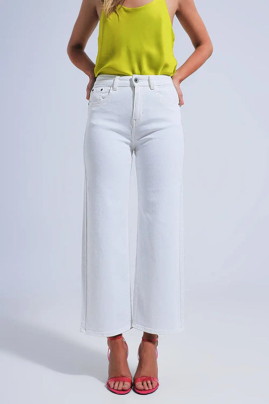 Wide leg jeans in white - Colored Jeans