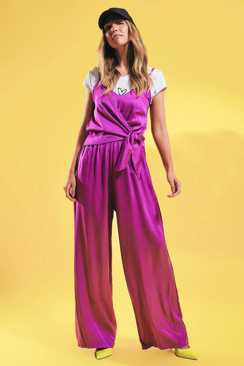 Satin cami strap jumpsuit in fuchsia - FUCHSIA / ONE - Jumpsuits