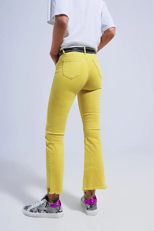 Straight Pants in yellow with wide ankles - Colored Jeans