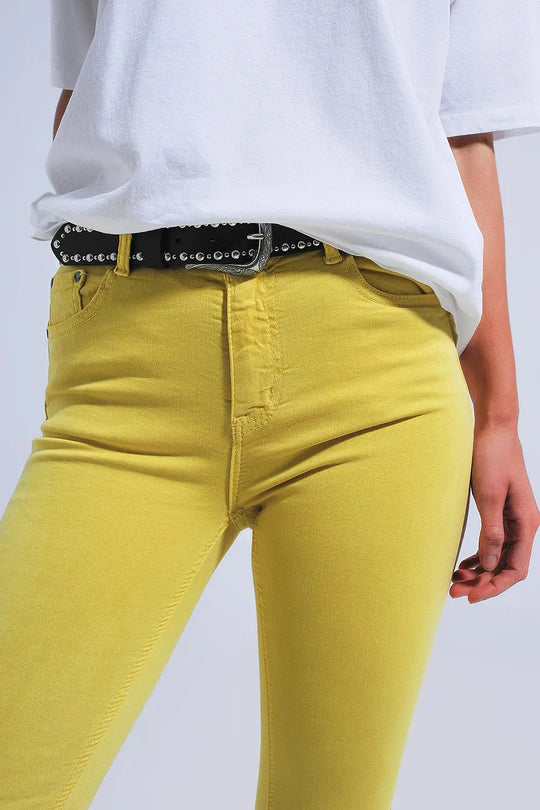 Straight Pants in yellow with wide ankles - Colored Jeans