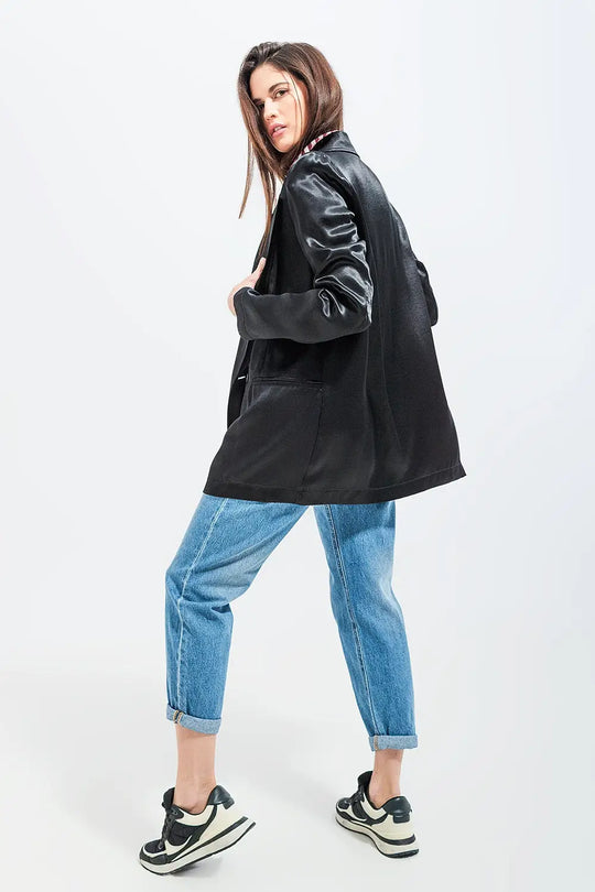 Satin blazer in black - Jackets