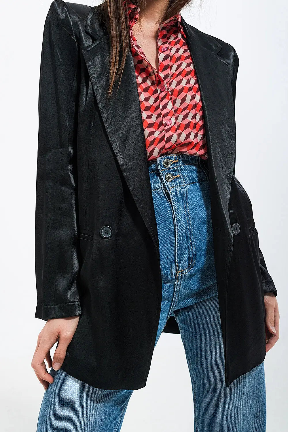 Satin blazer in black - Jackets