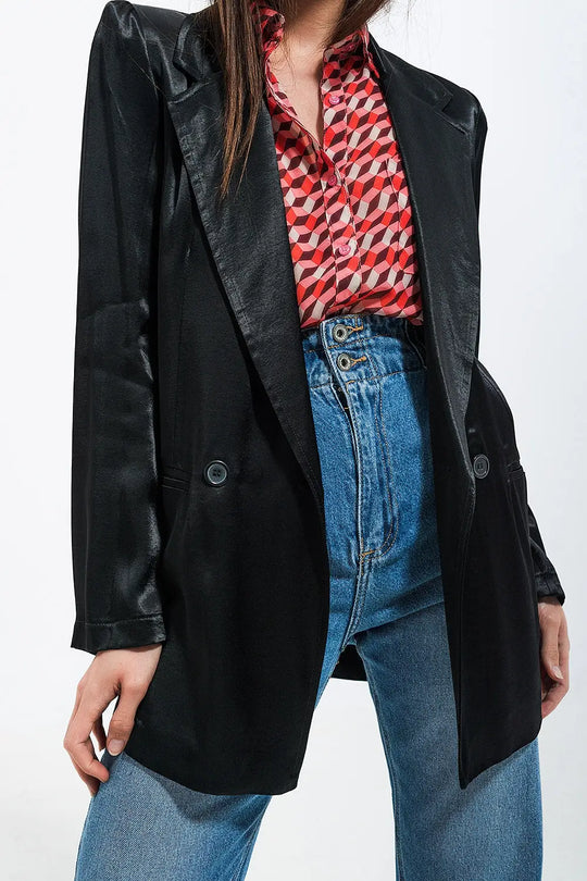 Satin blazer in black - Jackets