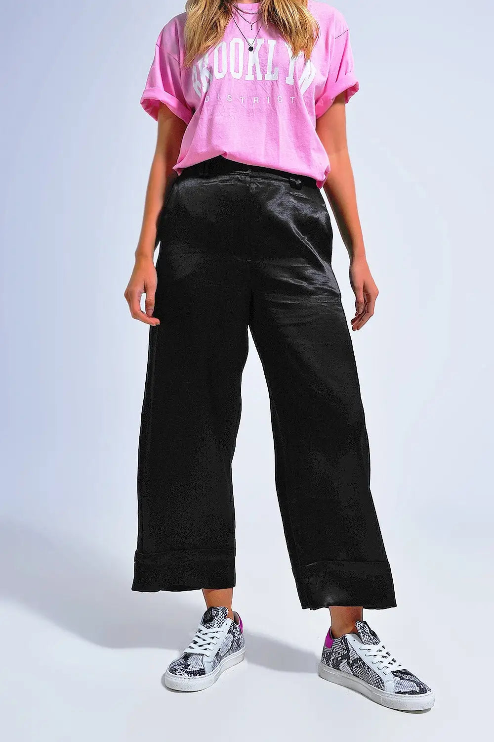 Satin wide leg suit Pants in black - Pants