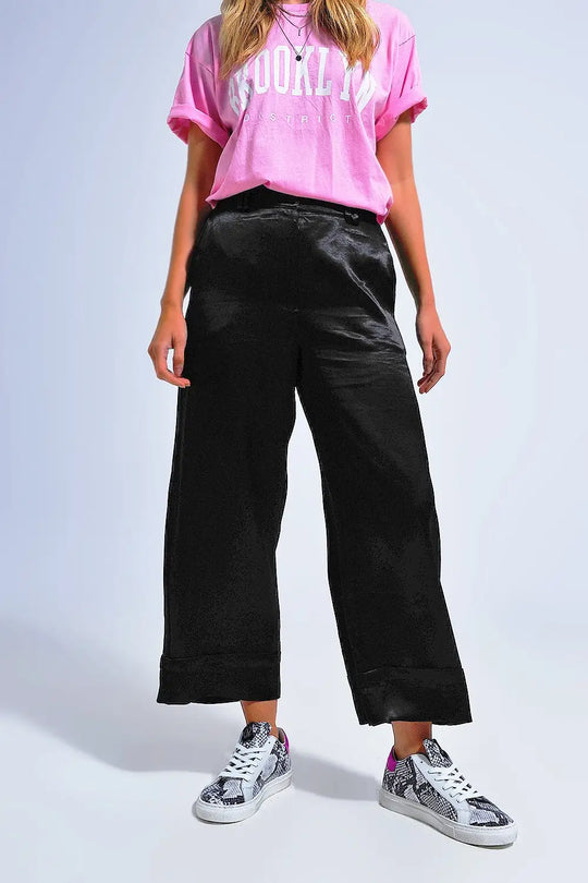 Satin wide leg suit Pants in black - Pants
