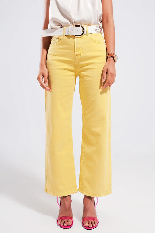 Wide leg jeans in sunshine yellow - Colored Jeans