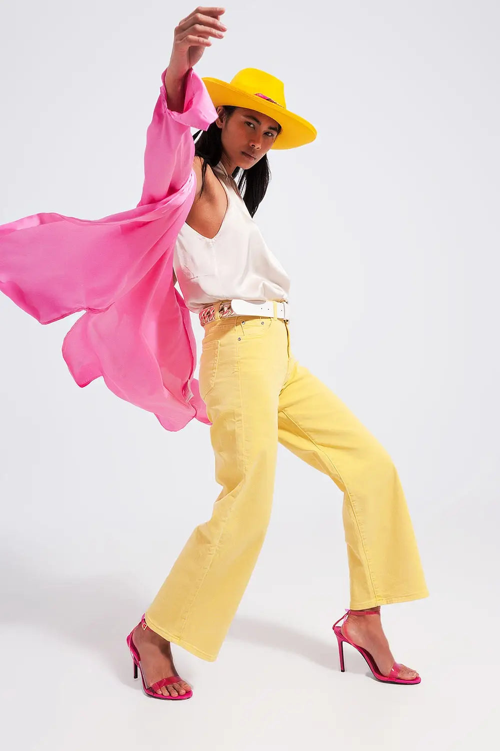 Wide leg jeans in sunshine yellow - Colored Jeans
