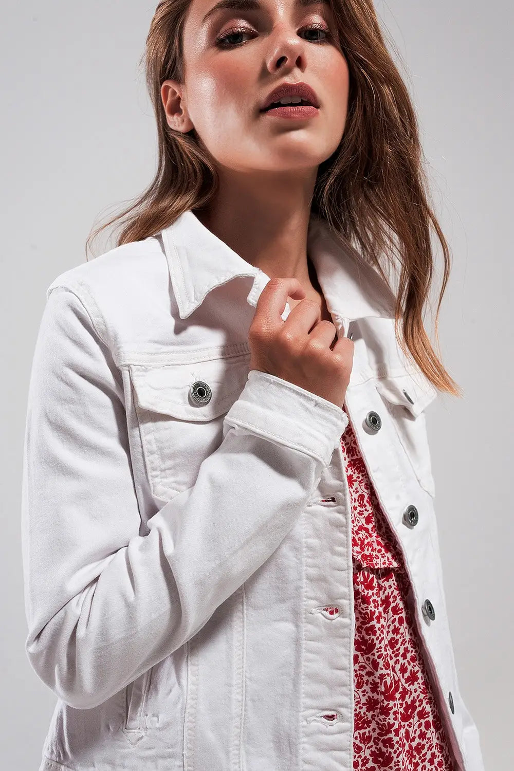 Slim denim trucker jacket in white - Jackets
