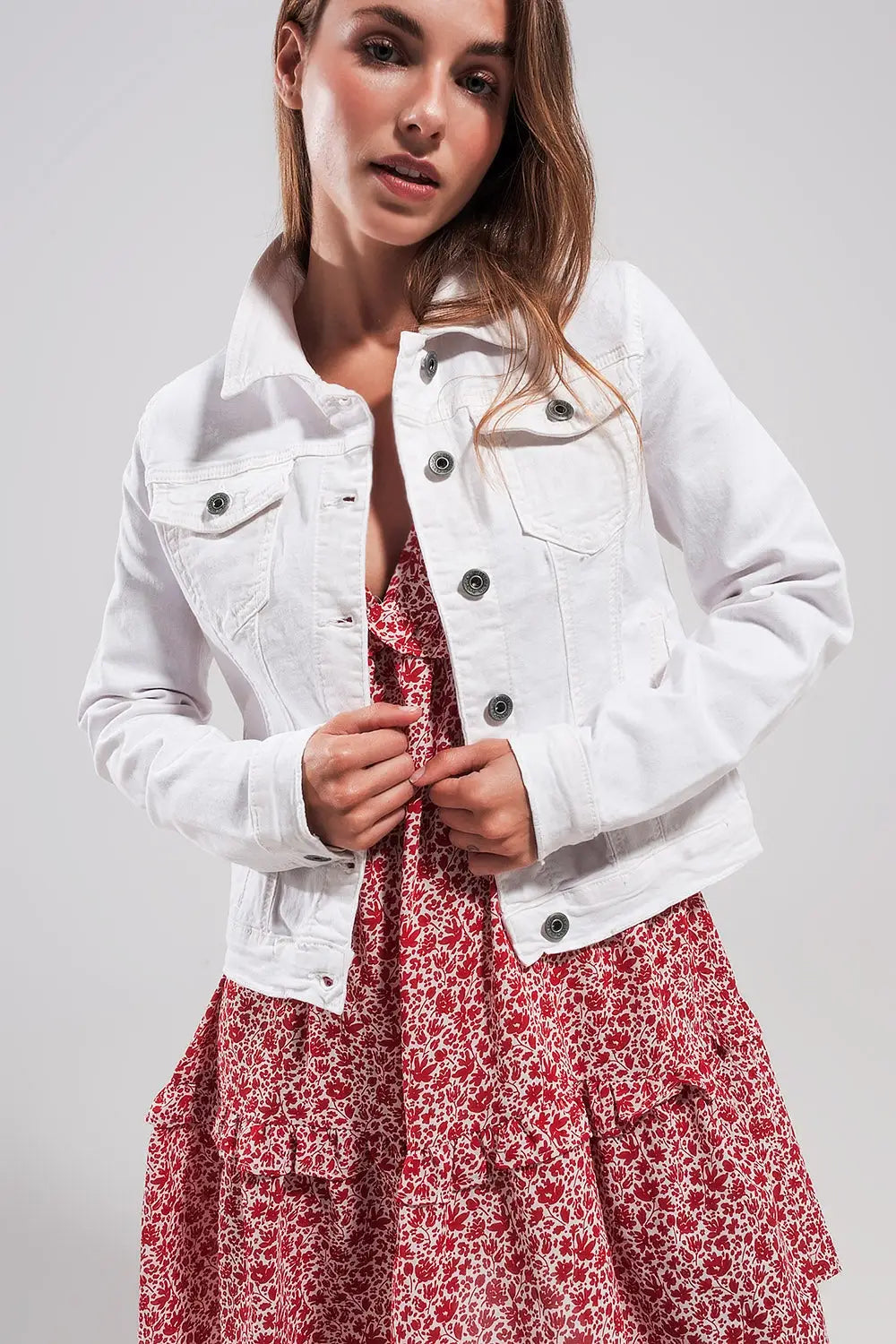 Slim denim trucker jacket in white - Jackets