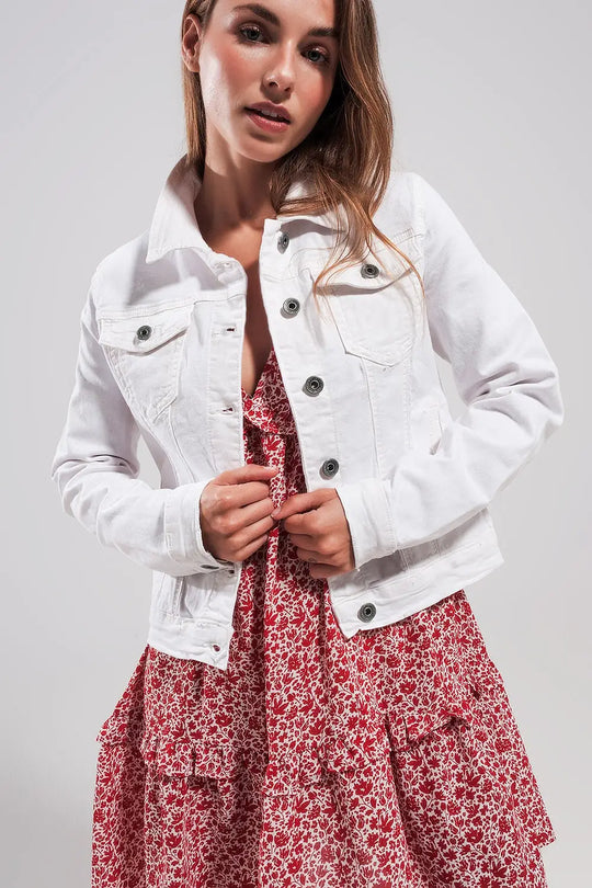 Slim denim trucker jacket in white - Jackets