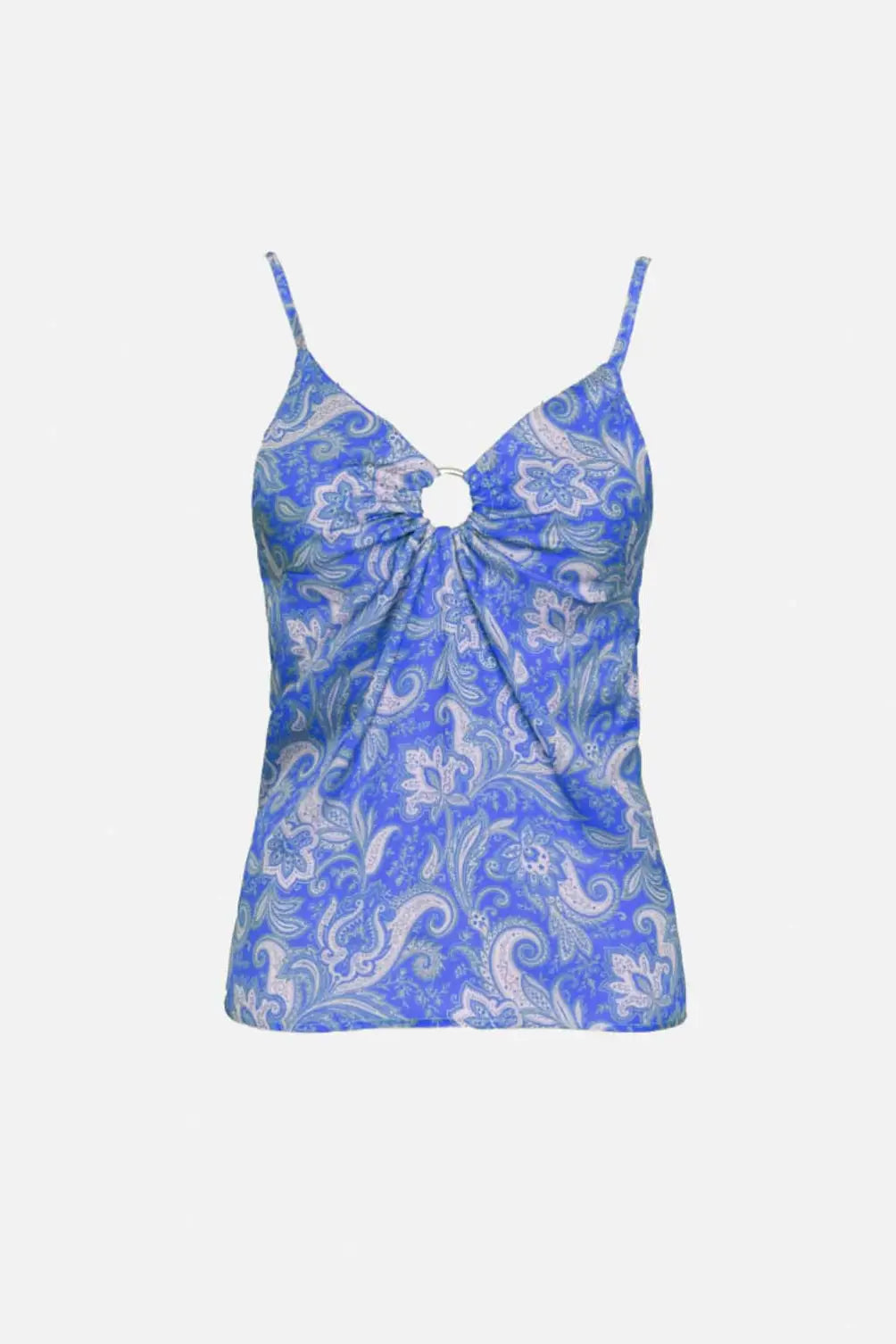 Satin top in paisley print print in blue - BLUE / ONE - Tops