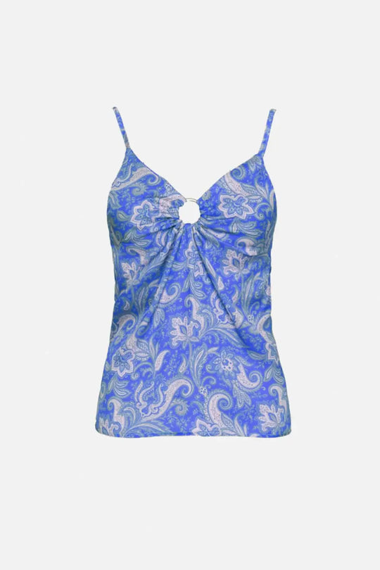 Satin top in paisley print print in blue - BLUE / ONE - Tops