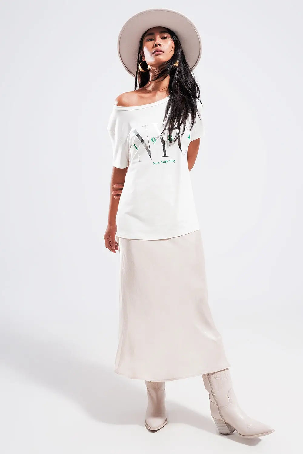 T shirt with New York City slogan in white - GREEN / ONE - T-Shirts
